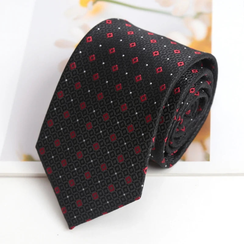 Mens Black Fashion Necktie Jacquard Woven Stripes Dot Ties Man Gifts Qme B