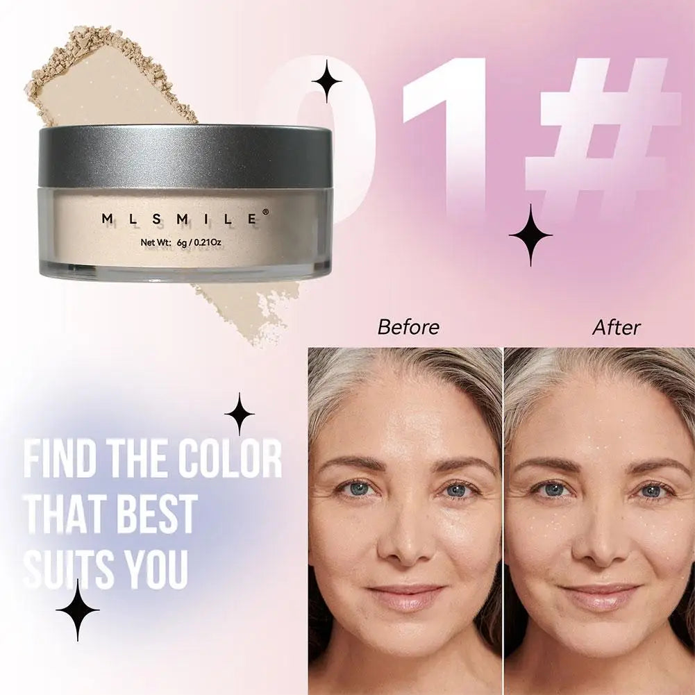 MLSMILE Shimmer Glitter Loose Setting Powder Oil Control Hide Pore Lasting Concealer Face Powder Pearlescent Matte Face Makeup Qme 01 CN