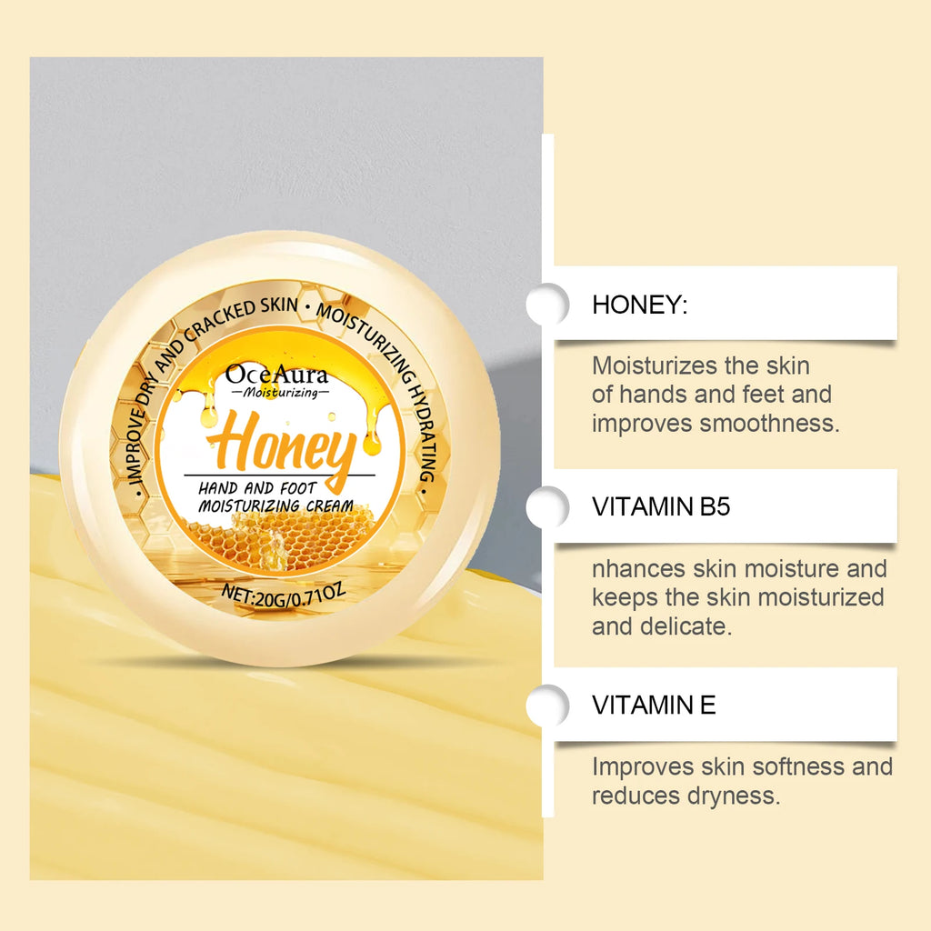 Honey Hand Foot Moisturizing Cream Nourishing Softens Cuticles Anti Dry Cracked Smooth Moisturizing Hand Foot Care Cream Qme
