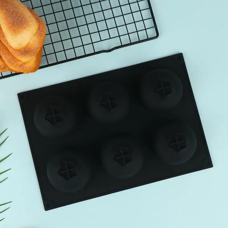 DIY Silicone Baking Mold Chocolate Pudding Bakeware 6 Cavity Qme Black