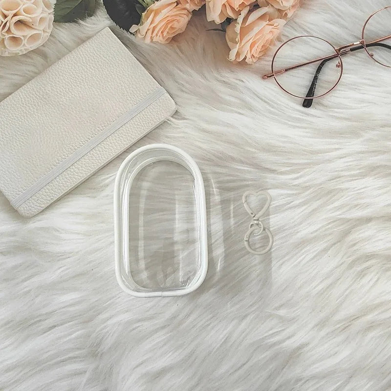 Suitable for 10cm stretch cloth and plush toy protective cover, with transparent strap hanging PVC display bag Qme WHITE