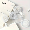 5pcs telescopic cable storage - transparent circular plastic USB charging cable winding tube, anti winding, suitable for travel, Qme 5pcs