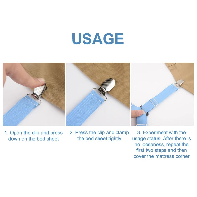 Home Organizer Mattress Cover Clips Bed Sheet Clip Elastic Straps Qme
