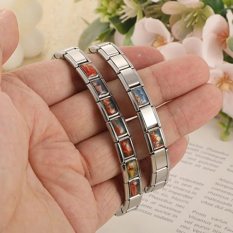 Floating Water Lanterns offer sacrifices Buddhist Lent Charms Italian Links Fit 9mm Bracelet Stainless Steel DIY Making Jewelrys Qme