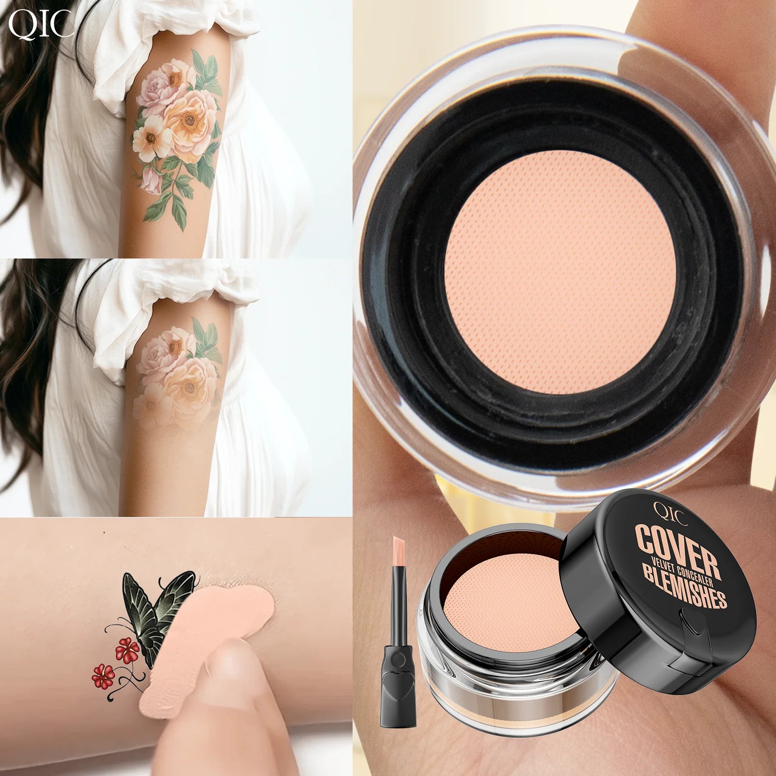 QIC Hydrating Eye Brightening Concealer Contour Cream Full Coverage Long Lasting Correcting Eye Concealer, Perfect Look Makeup Qme