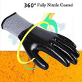 5PCS Oil Resistant Wear Resistant Full Rubber Flexible Nitrile Comfortable Mechanical Waterproof Work Gloves for Maintenance Qme Black