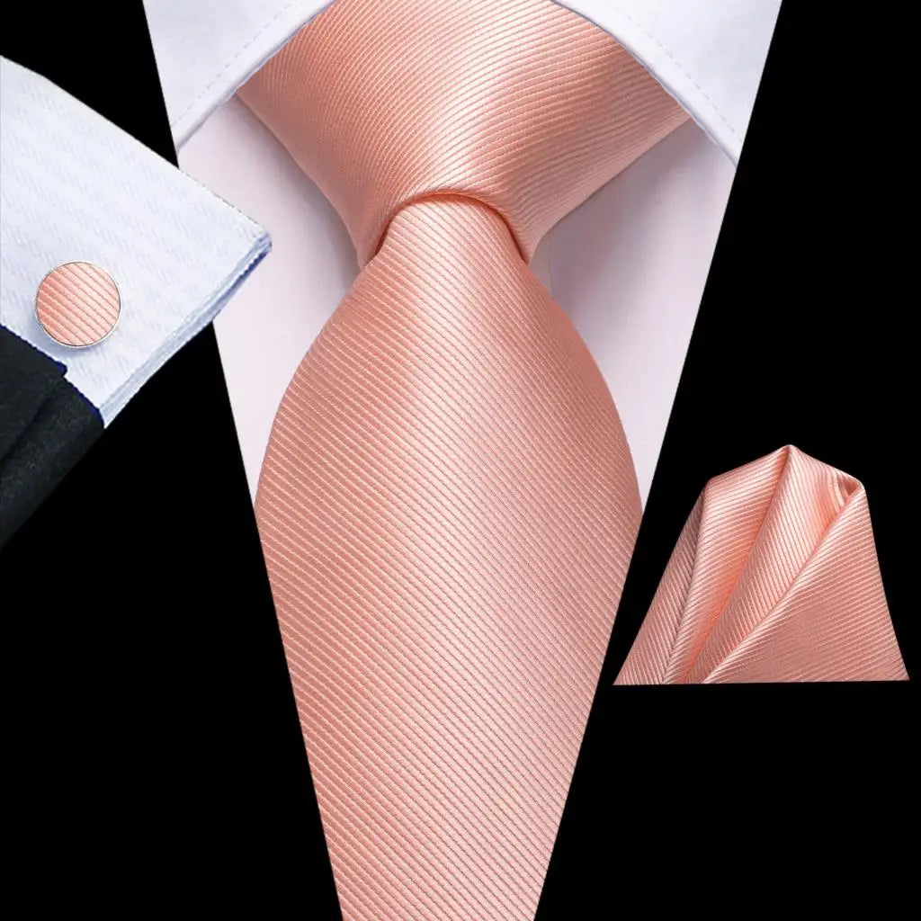 Hi-Tie Solid Orange Blue Mens Fashion Necktie Handkerchief Cufflinks for Tuxedo Accessory Classic Silk Luxury Tie for Man Gift Qme SN-3708