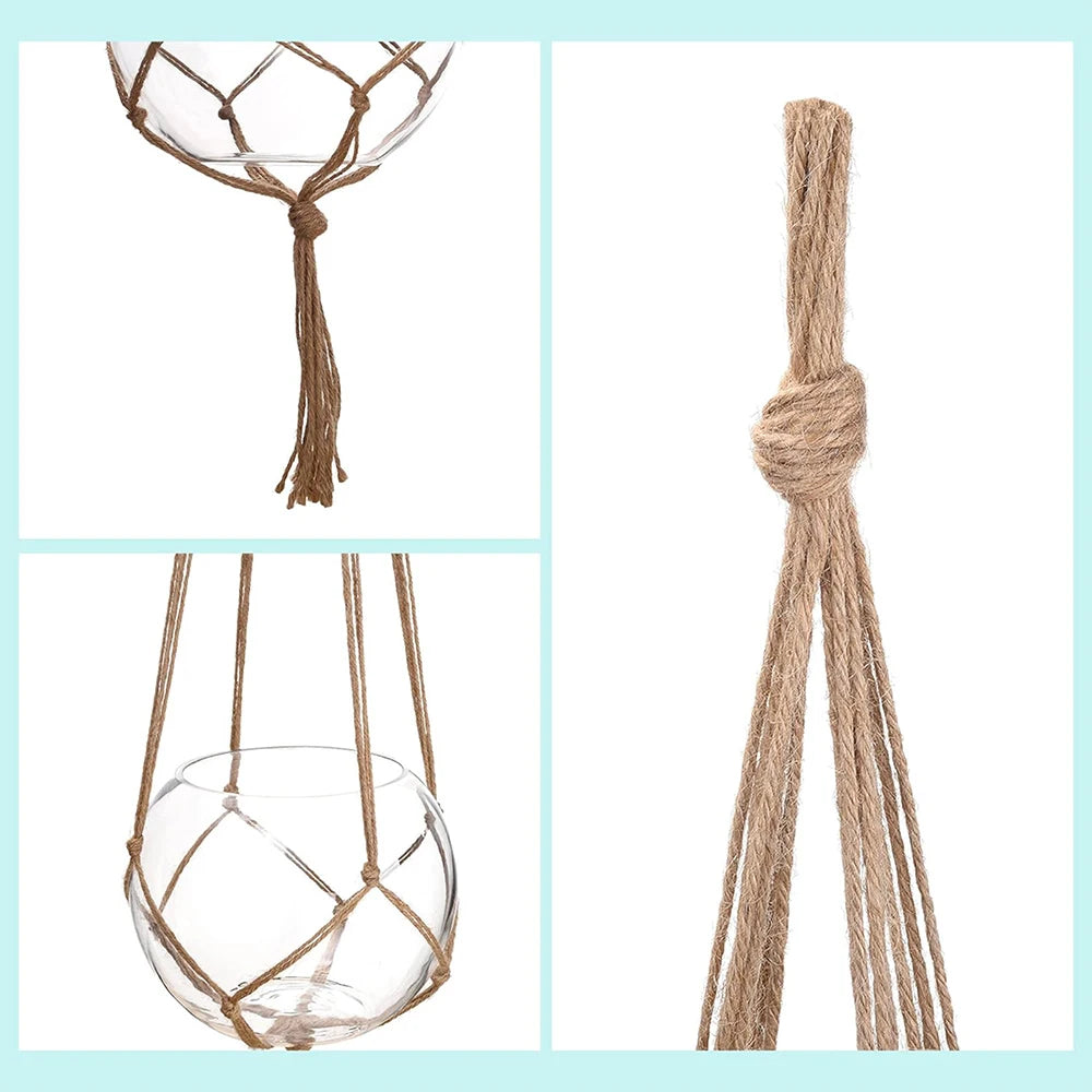 1PC Creative Woven Garden Flowerpot Net Cotton Hemp Rope Hand-Woven Simple Indoor And Outdoor Hanging Wall Qme