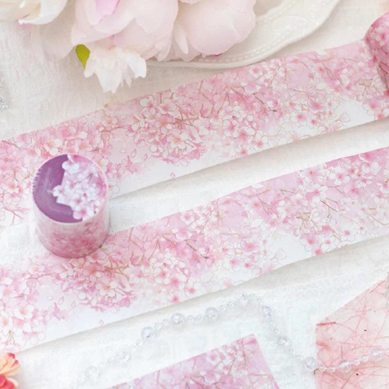50mm X 2m Washi Tape Sakura Cherry Blossom DIY Scrapbooking Journal Planner Stickers for Phone Case Notebook Decoration Qme