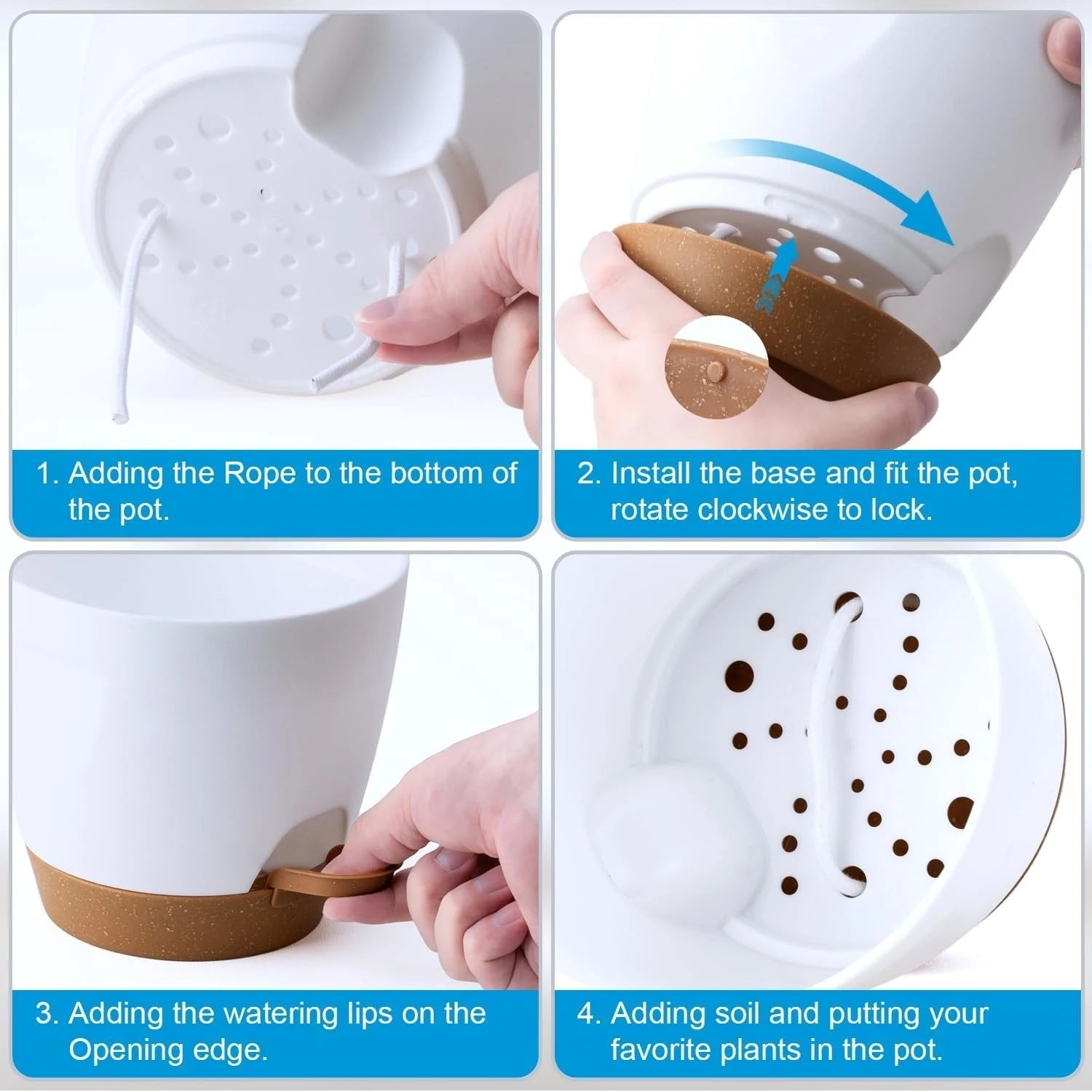 Indoor Decorative Flower Pot Drainage Hole 6-Pack Self-watering Qme