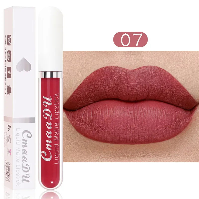 6 Colors/Set Fashion Matte Lip Gloss Sets Natural Moisturize Waterproof Lasting Velvet Sexy Red Liquid Lipstick Beauty Cosmetic Qme 07