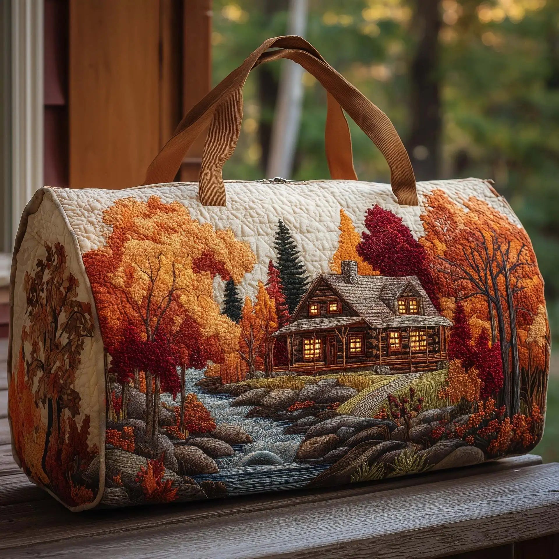 Women 3D Quilting Craft Travel Duffel Bag Fashion Sun Mountain Forest Qme A1