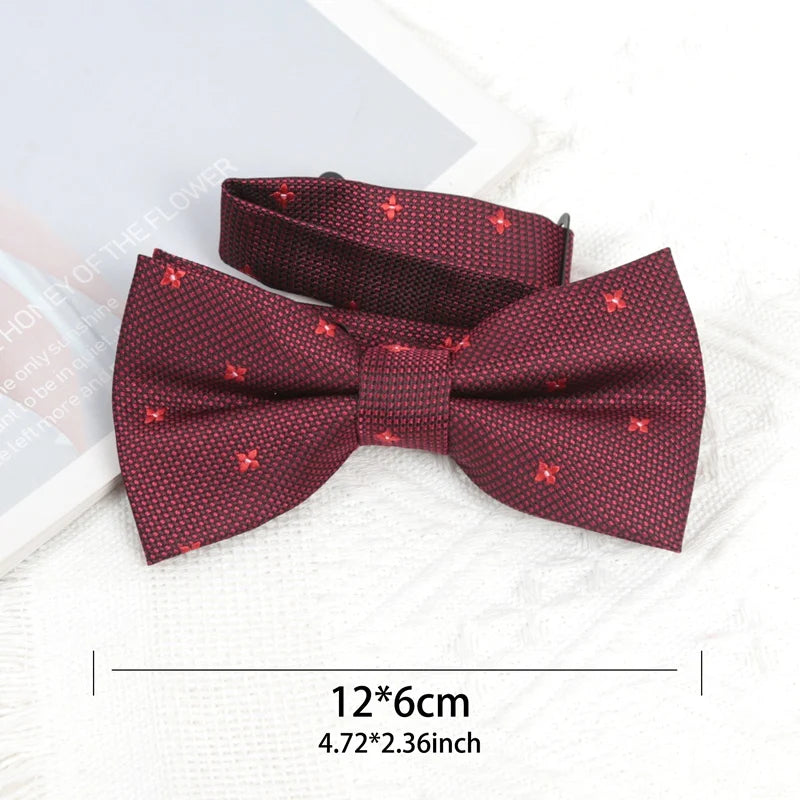 Burgundy Tie Fashion Wholesale Flower Bowtie Male Formal Necktie Qme