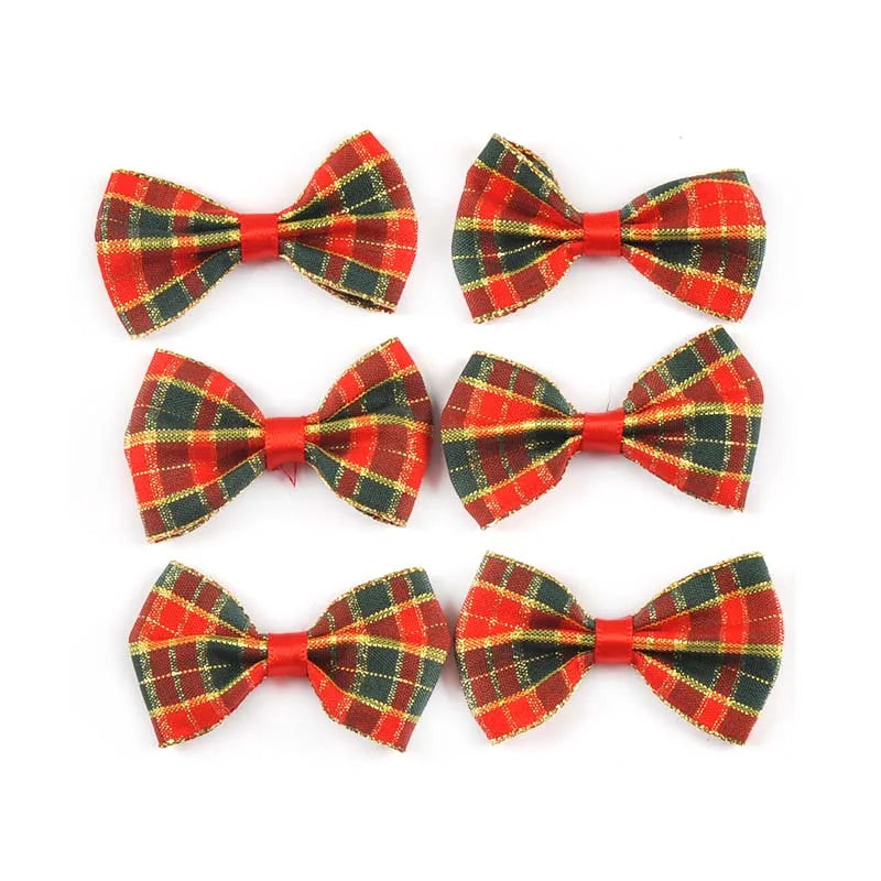 30Pcs 23-57mm Mixed Christmas Bows For Gift Flower Craft Decor Bowknot Ribbons Handmade Accessory Home Xmas Party DIY Supplies Qme 57x35mm see option