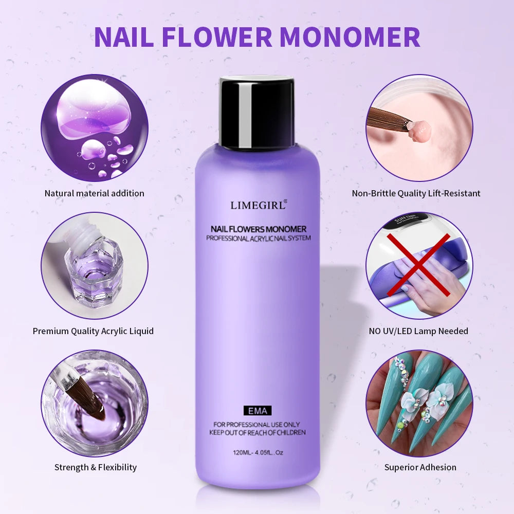 Large Capacity Nail Acrylic Liquid Monomer Crystal 40 70 120 Nails Qme