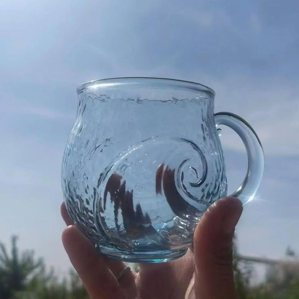 Glass Mugs Handles Safe Reusable Drinkware Blue Water Cup Novelty Tea Qme