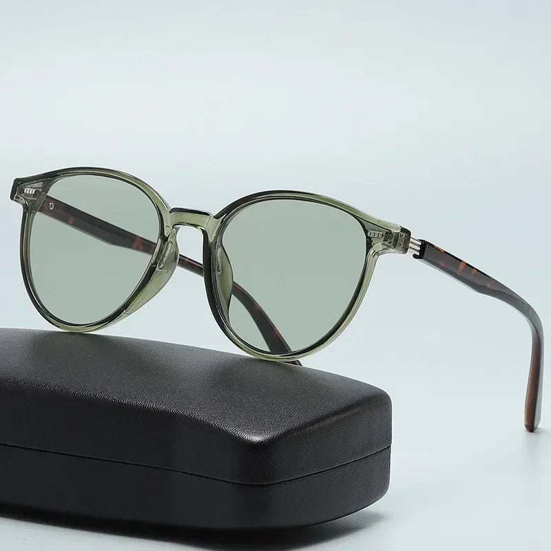 New Small Oval Women's Sunglasses Fashion Brand Women Casual Glasses Vintage Men Outdoor Sunshade Goggles UV400 Oculos De Sol Qme Green