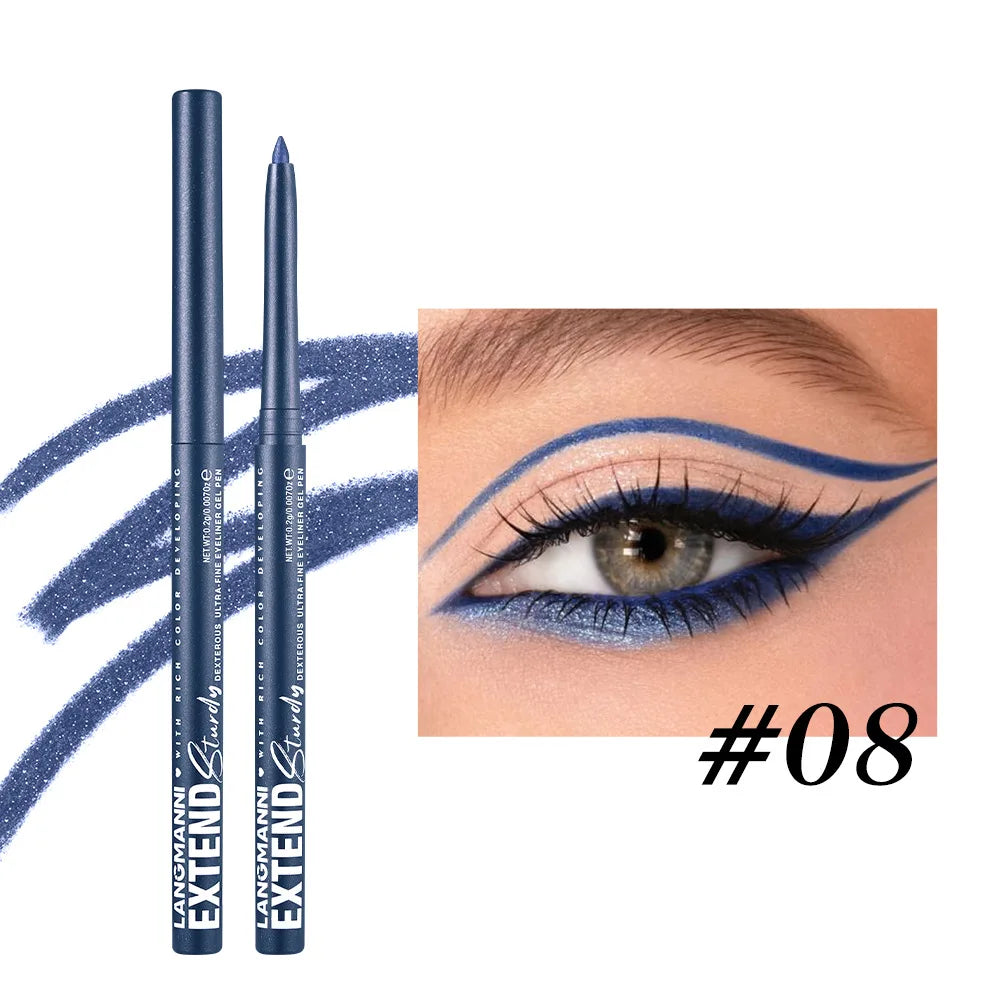 Matte Glitter Gel Eyeliner Pencil Smooth Waterproof Blue Brown Eyeliner Fast Dry Matte Concealer Pen Long Lasting Eyes Makeup Qme 08