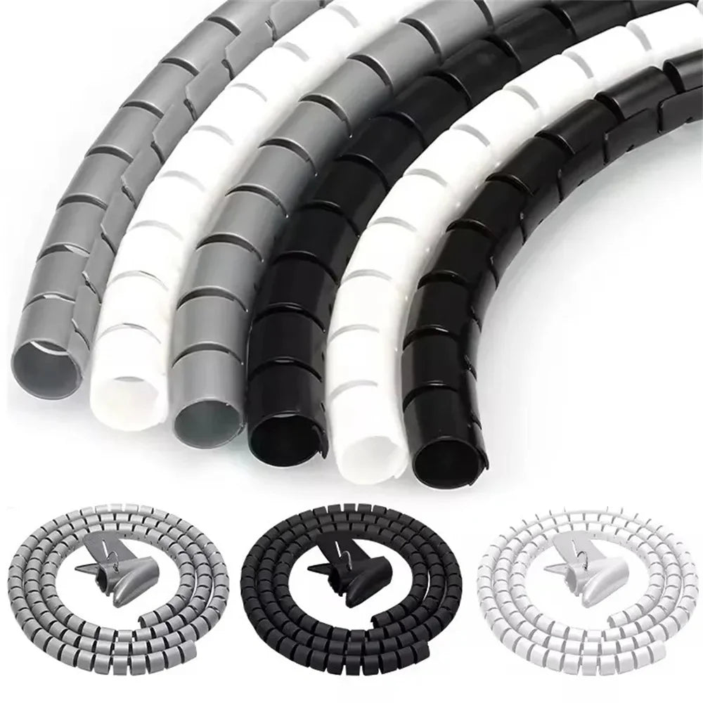 Spiral Cable Wire Wrap Computer Cord Management Winding Tube Flexible Cable Protection Sleeves Office Wire Organizer Cover Tool Qme