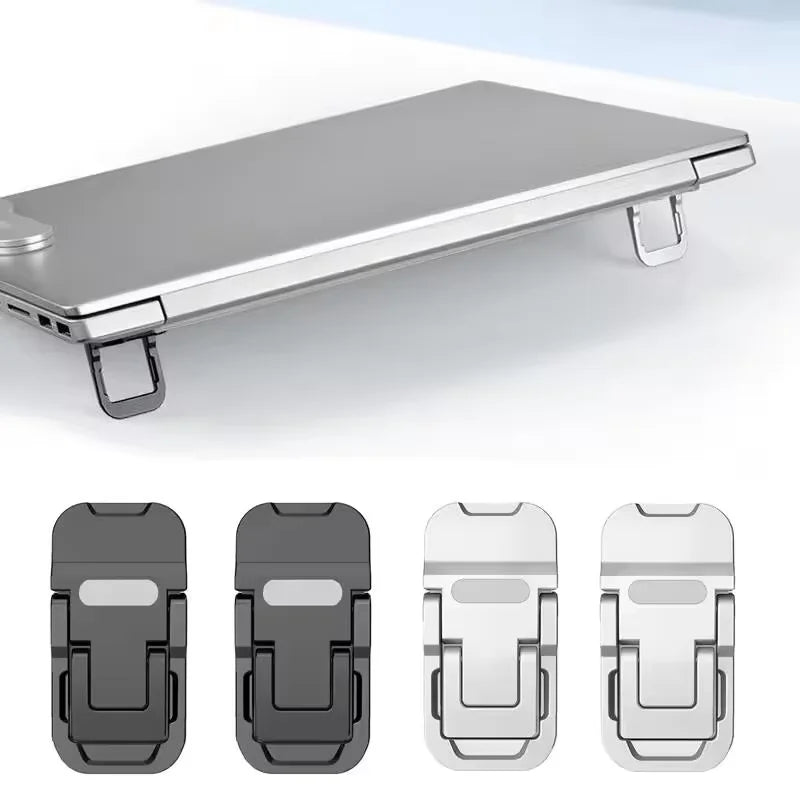 2PCS Mini Foldable Laptop Stand Portable Computer Keyboard Riser with 2 Adjustable Angles Self-Adhesive Invisible Notebook Stand Qme