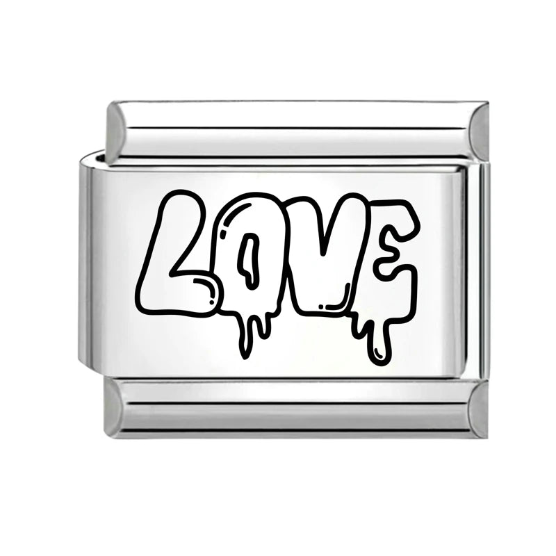 2026 Design Planet Stars Heart Planet Laser Engraving Italian Charm Links Stainless Steel Fit 9mm Bracelet Jewelry DIY Making Qme Style 18