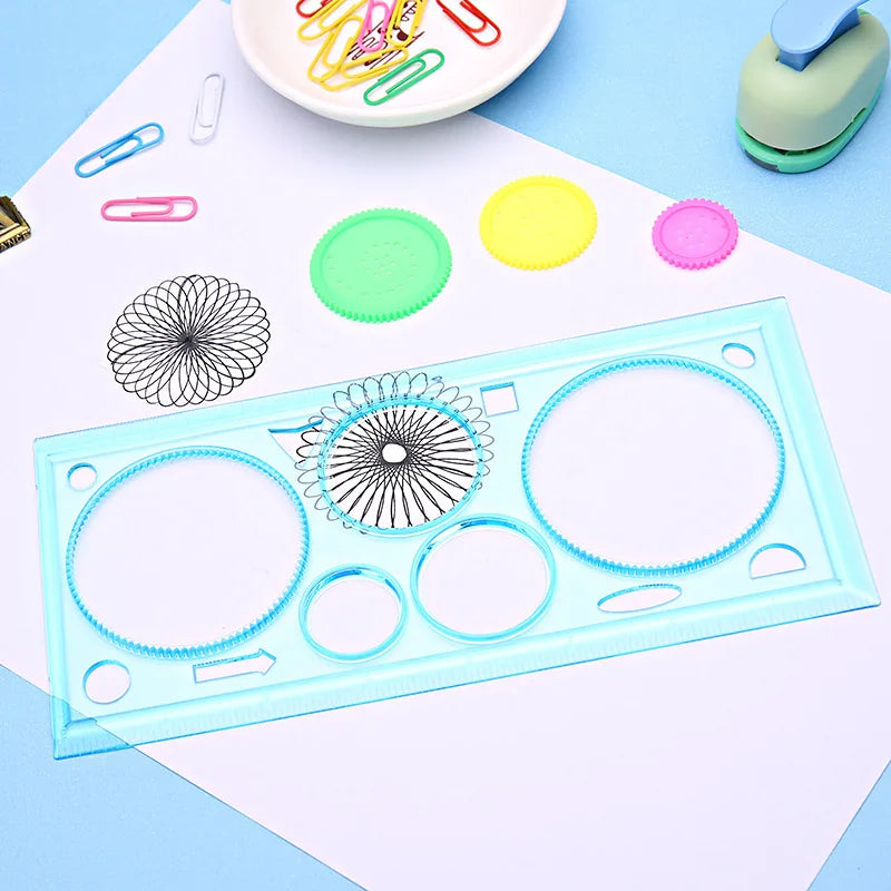 Multifunctional Wanhua Ruler Magic Set Ruler Versatile Gauge Curve Gear Drawing Tool Kit Puzzle Template Ruler Qme