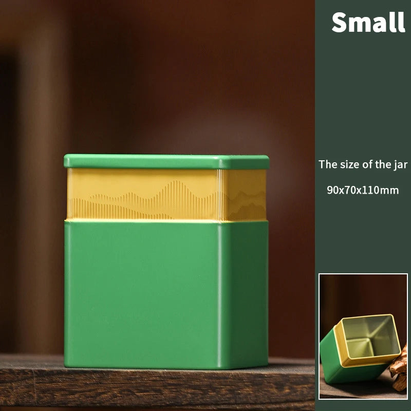 Mini Empty Tea Tin Can Household Green Black Tea Sealed Jar Portable Home Small Tea Packaging Box Tinplate Storage Cans Qme Small Green