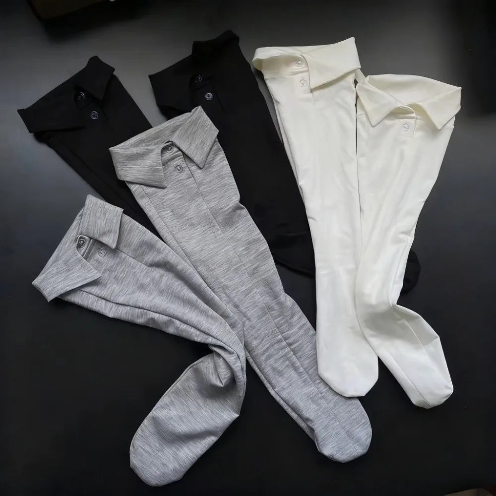 Comfortable Button Flip Collar Socks Lapel Novelty Polka Dot Socks Solid Color Hosiery Short Ankle Socks Female Qme