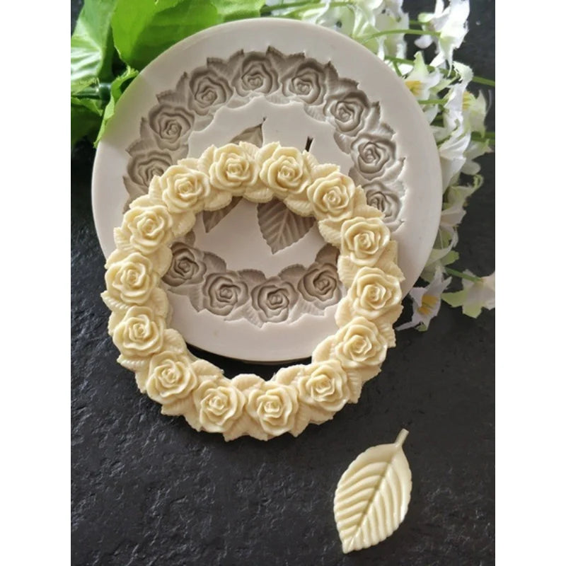 1 PC Rosette Leaves Silicone Mold Cake Diy Chocolate Mold Picture Frame Frame Sugar Baking Mold Molding Silicone Qme