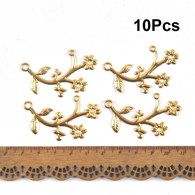 Mixed Gold Leaf Filigree Wraps Metal Crafts Connectors For Making Jewelry Accessories DIY Scrapbook Handicraft Home Decor yk0912 Qme 28x47mm 10cps
