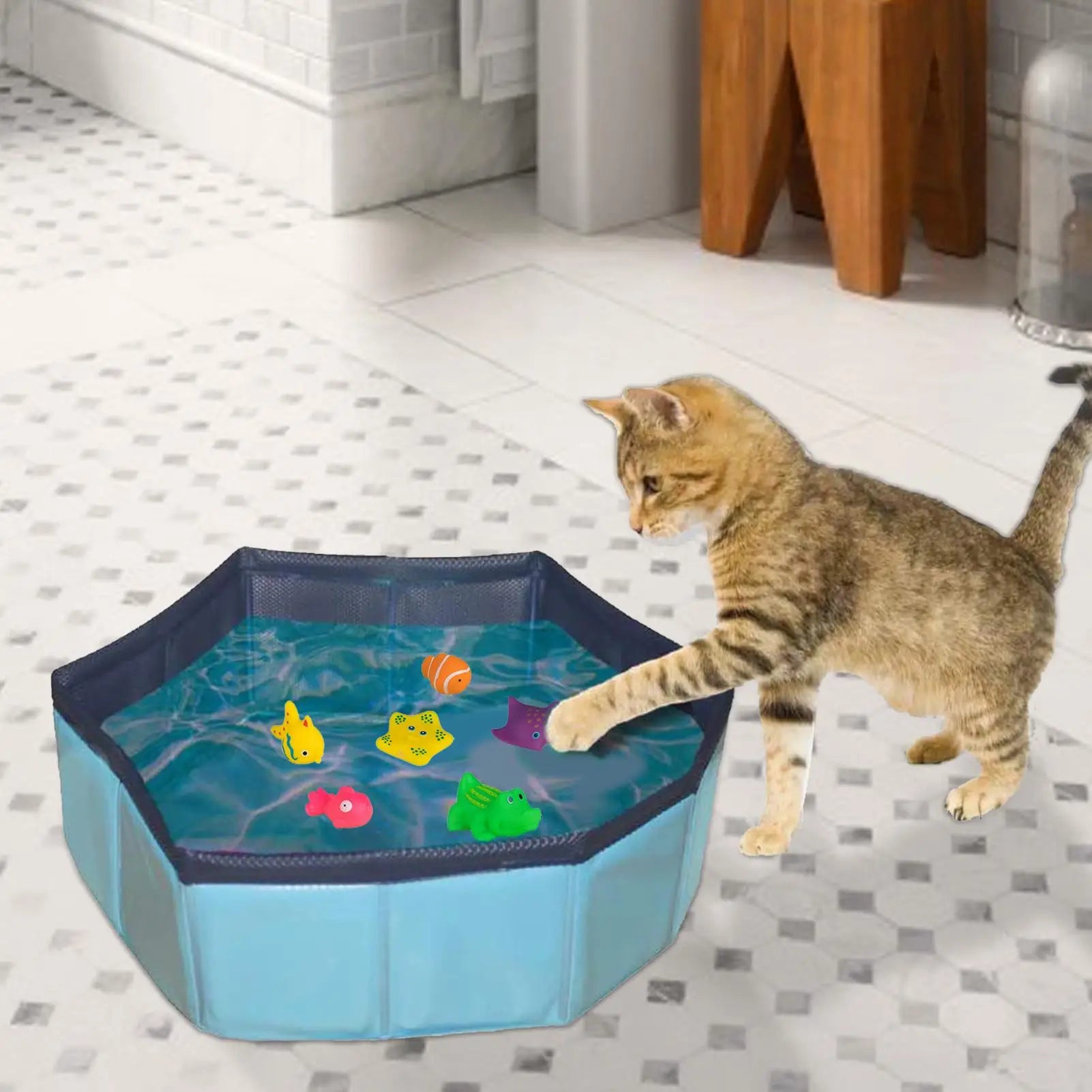 Cat Pool Toys 6pcs Interactive Cat Squeaky Toys for Pool Swimming Bath Fish Toy for Bored Indoor Pet Cat for Backyard Pool Pet Qme
