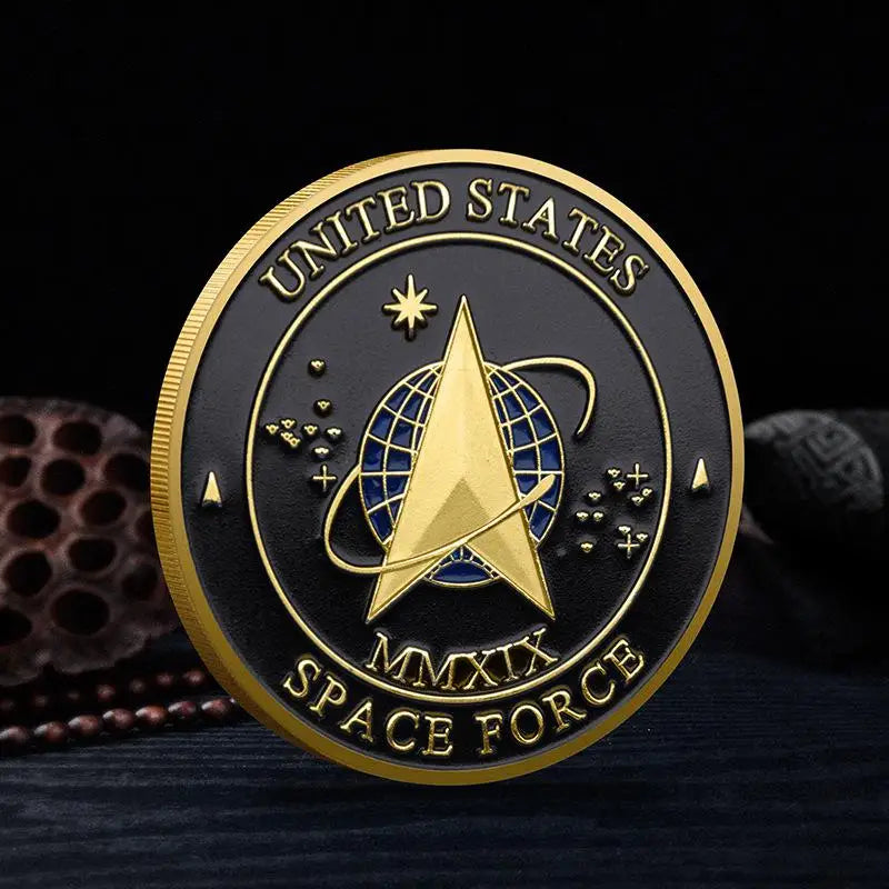 Golden Plated Heros Valor Prayer Courage US Space Force Challenge Qme