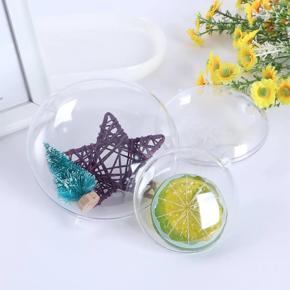 10PCS Christmas Balls Home Decor Wedding Christmas Party decoration Transparent Flat Ball 7/8/9/10cm DIY Christmas Tree Ornament Qme