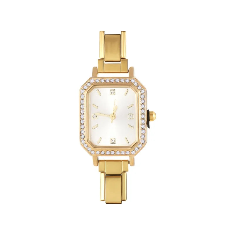 Men Women's Stainless Steel Oval Square Simple Watch Bracelet Bangle