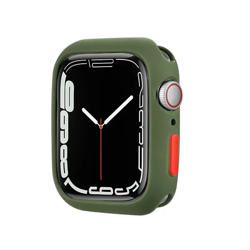 Candy Soft Silicone Case For Apple Watch Cover Ultra 9 8 7 6 Se 45mm 42mm 44mm 40mm 41mm 38mm rubber Protection watch for women Qme Army Green Red 38mm