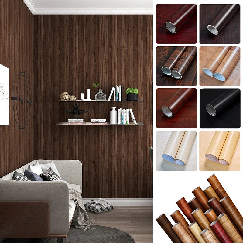 Wood Contact Paper Wallpaper Peel Stick Light Grain Stickers Cabinets Qme