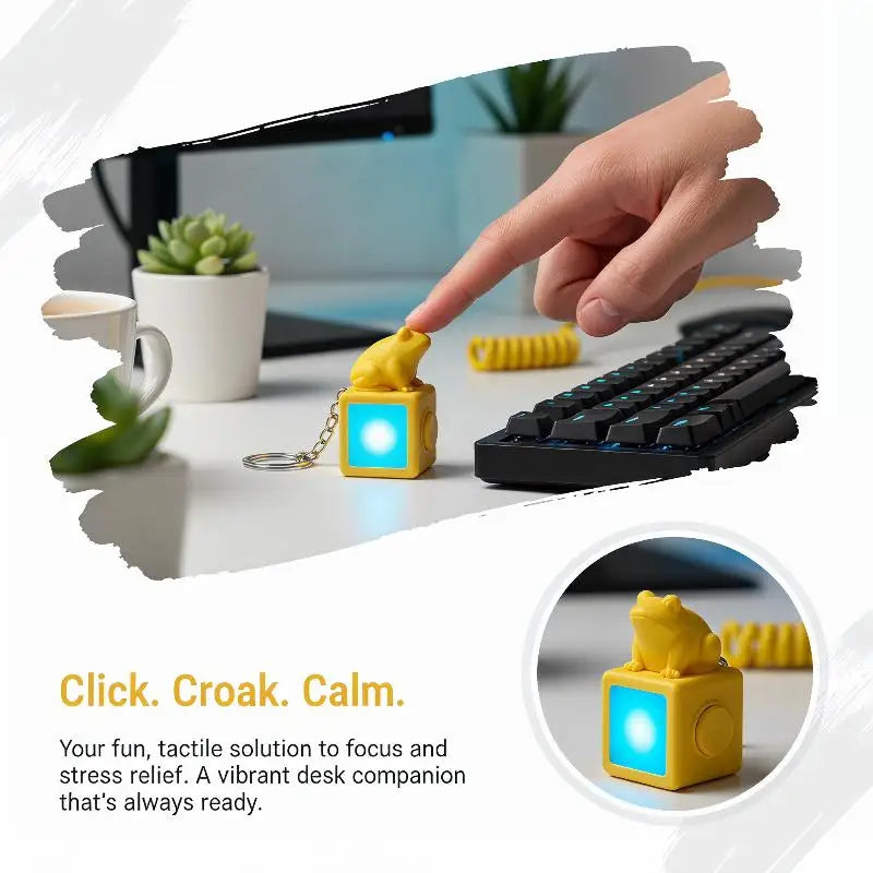 Rechargeable Croaking Frog Keyboard Fingertip Button Keychain LED Qme