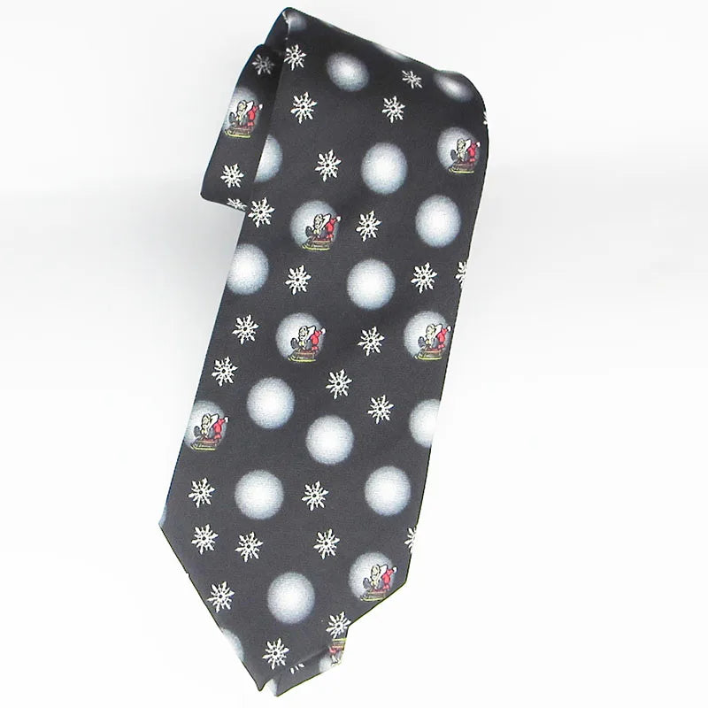 Luxury Silk Tie Man Green Wide Necktie Print Red Black Deer Sleigh Qme RT2