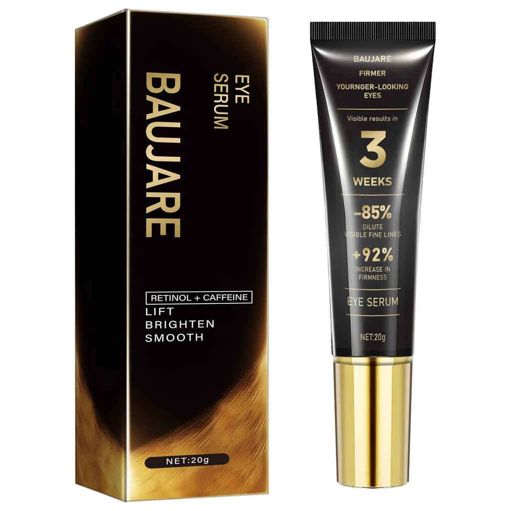 Retinol & Caffeine Eye Serum - Lifts, Brightens & Smooths with Hyaluronic Acid, Collagen & Bee Venom for Elastic, Youthful Eyes Qme black 20g