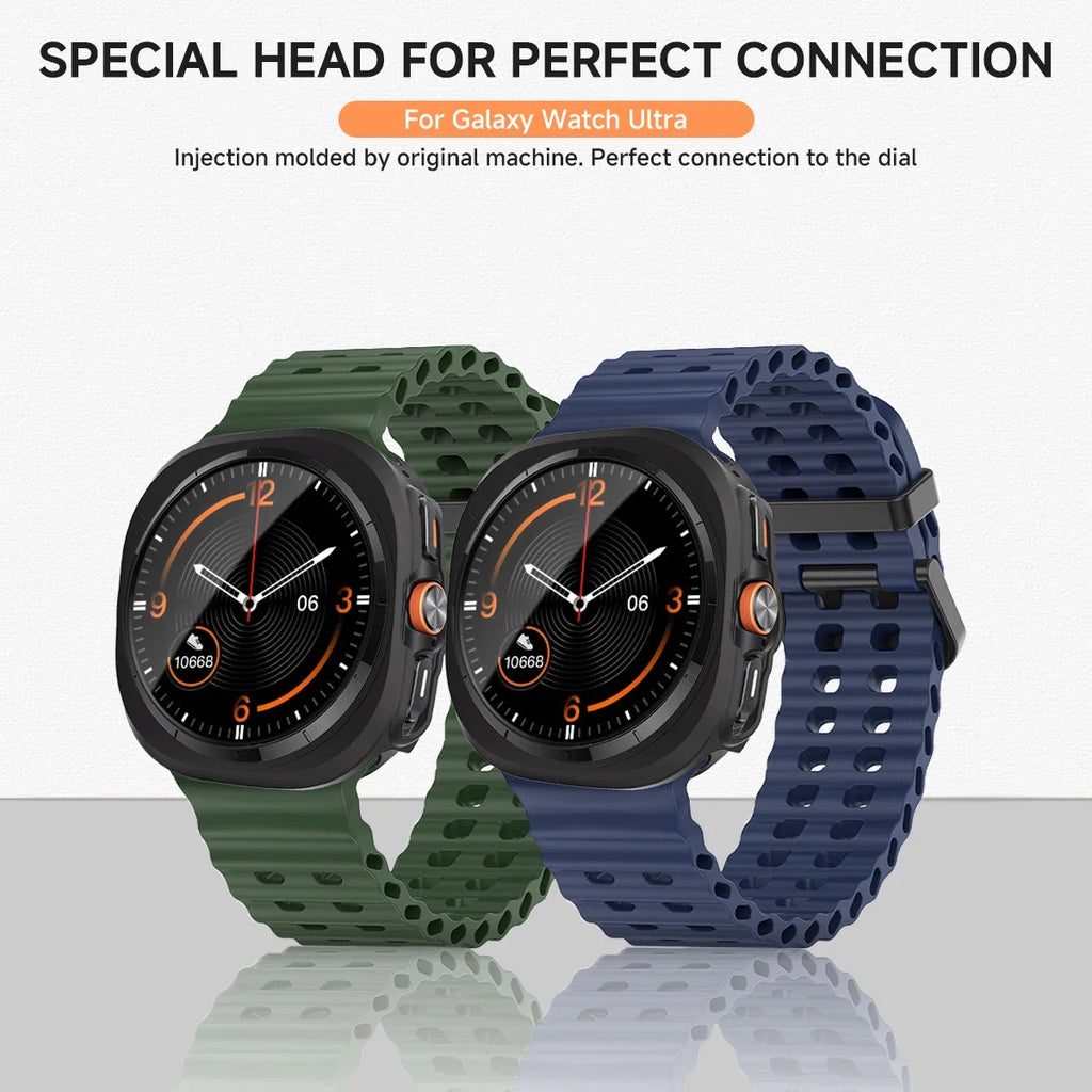 Case+Strap for Samsung Galaxy Watch 7 Ultra 47mm Sport Silicone Band Bracelet PC Case Protective Cover for Galaxy Watch 7 Ultra Qme
