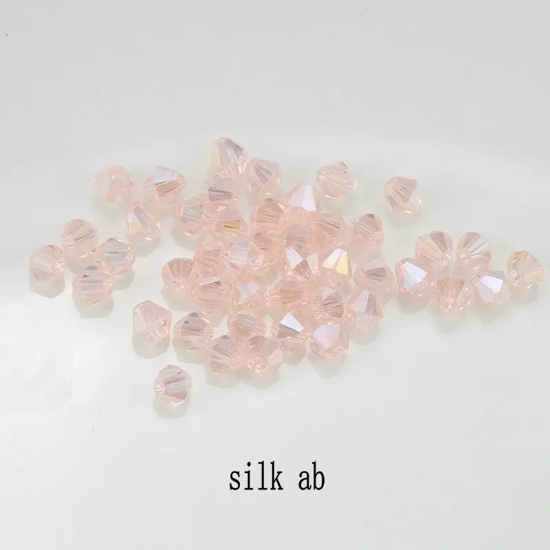 4mm 100pcs Shiny Crystal Beads Bicone Beads Glass Beads Loose Spacer Beads for Bracelet DIY Jewelry Making 200pcs Qme 31
