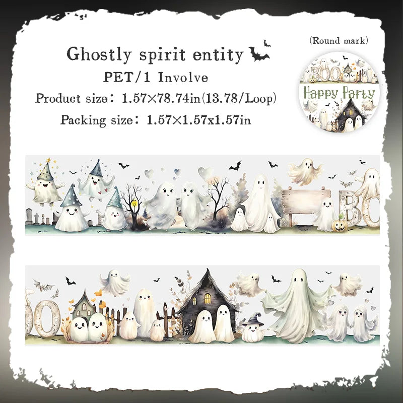 1Roll Halloween Gothic Party Celebration Washi Tape for Scrapbooking DIY, Collage Supplies, Phone Case Notebook Decor Qme 7