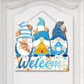 Summer Welcome Sign Wooden Beach Gnomes Hanging Sign Hawaii Door Sign With Ropes Hanging Decoration Qme M