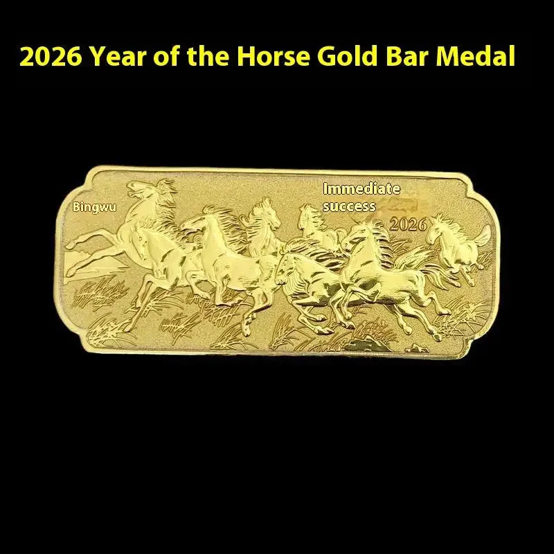 Zodiac Horse Commemorative Bar Metal Crafts 2026 Horse Year Birthday Small Gift New Year Coins Qme
