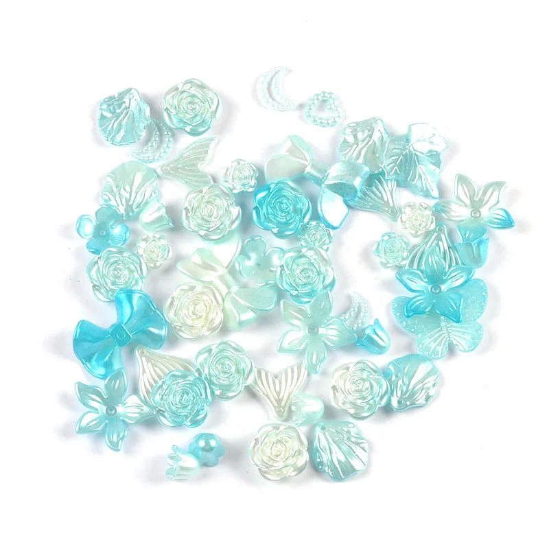 50g 1-4cm 8Colors Flower/Mermaid Mixed Resin Cabochons Embellishments Flatback DIY Crafts Making Jewerly Handmade Decor c4121 Qme