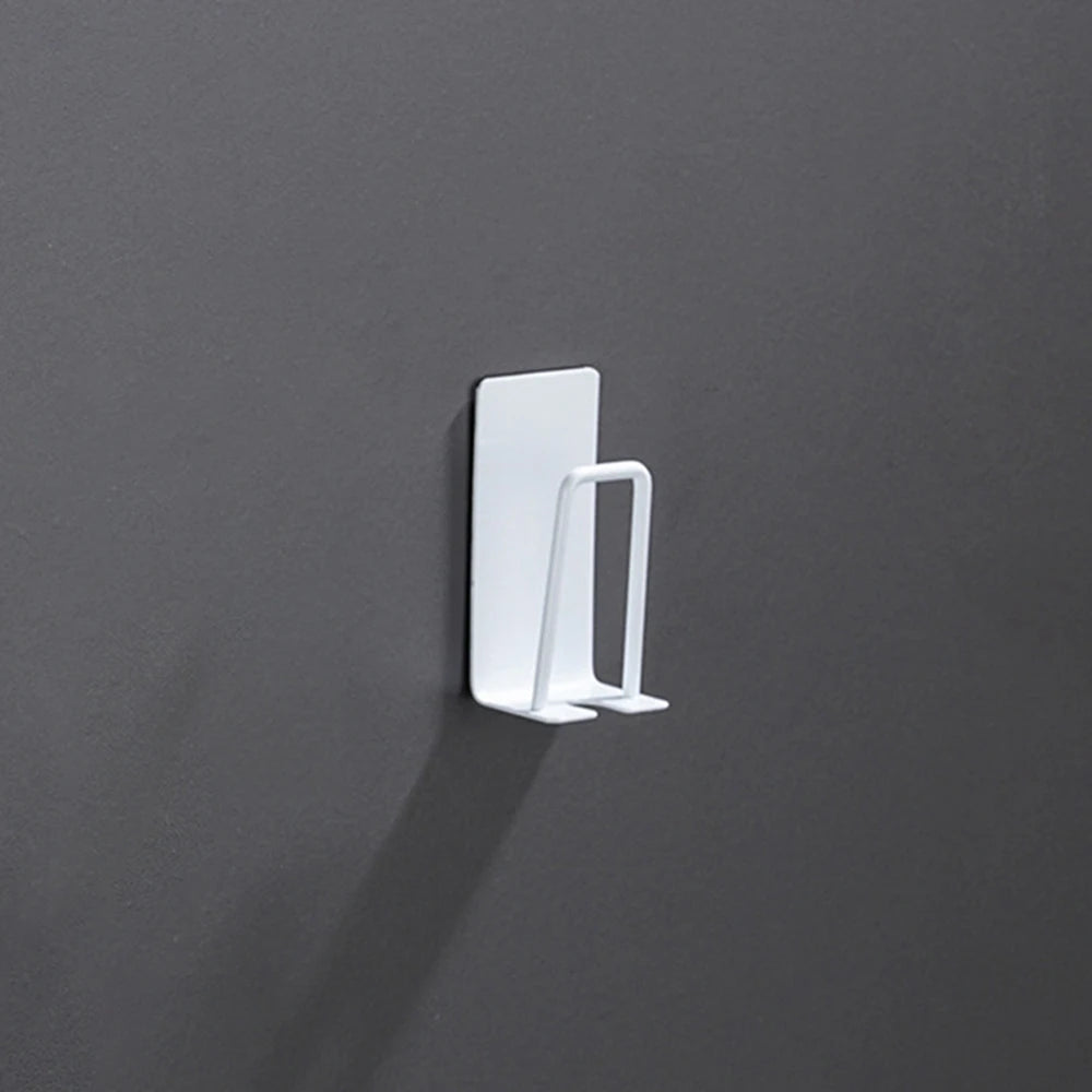 Stainless Steel Toothbrush Holder Wall Mounted Adhesive Toothbrush Cup Holder Space Saving Home Organizer Qme White 5PCS