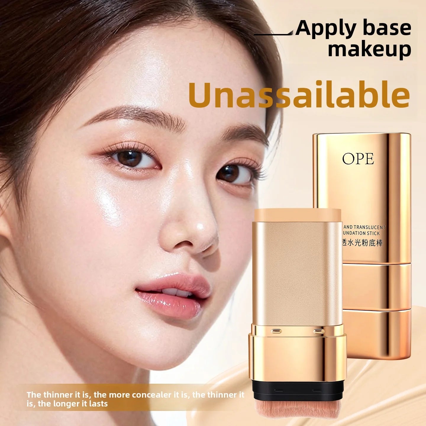 OPE 2-in-1 Concealer Foundation Stick Slim Portable Brush Lightweight Qme