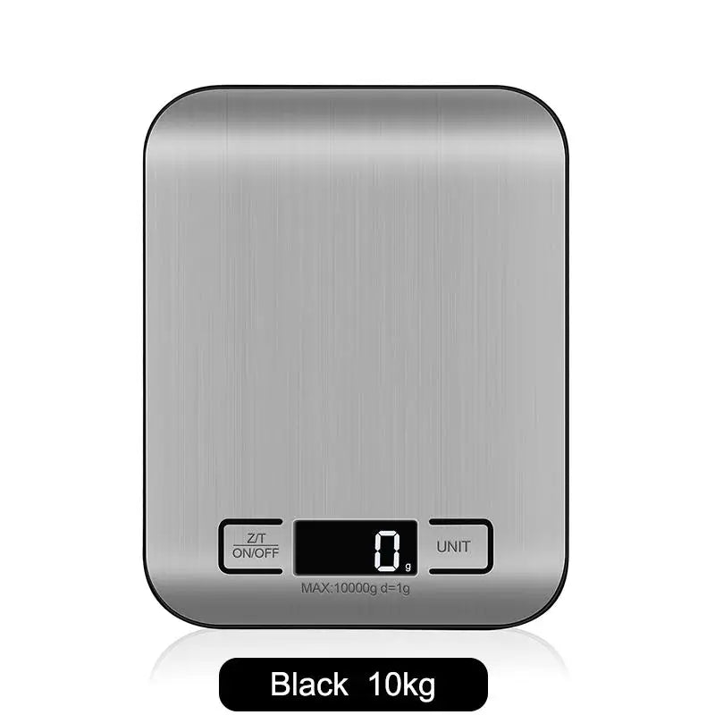 Digital Kitchen Scale LED Display Stainless Steel Panel Electronic Qme 10kg Black