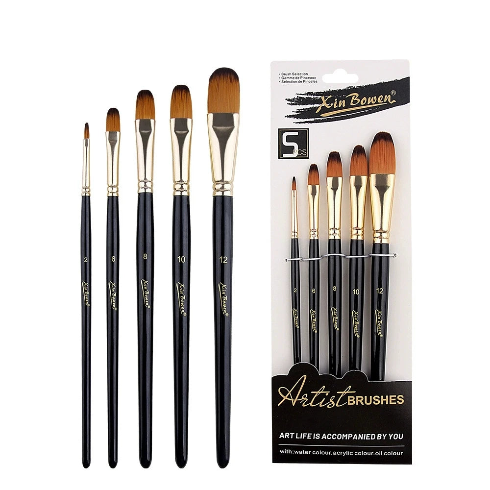 5 Pcs Acrylic Paint Brush Set, Painting Brush Nylon Brushes,for Oil/Watercolor Painting Artist Professional Kits Qme 5PCS-Nail round