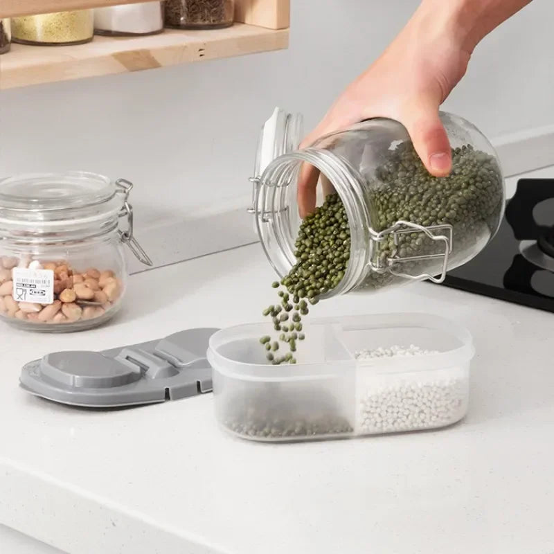 Double-compartment Airtight Food Storage Container Lid Plastic Flip Qme